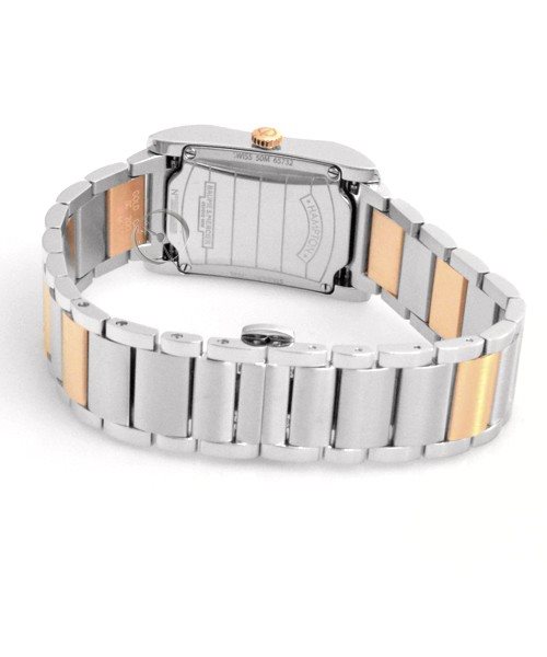 10108 שעון זהב באום מרסייה לנשים | דגם משולב זהב רוז 18K | שעון שווצרי יוקרתי מלבני בלוח כסוף מספרים | מלאי מוגבל | שנתיים אחריות | Baume & Mercier HAMPTON Silver colored/18 carat rose gold MOA101