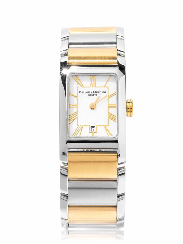 08777 באום מרסייה שעון יוקרה לאישה משולב זהב 18K | לוח פנינה רומי שעון מיני אלגנטי | שנתיים אחריות | מלאי מוגבל | Baume & Mercier Hampton Ladies Watch Model MOA08777