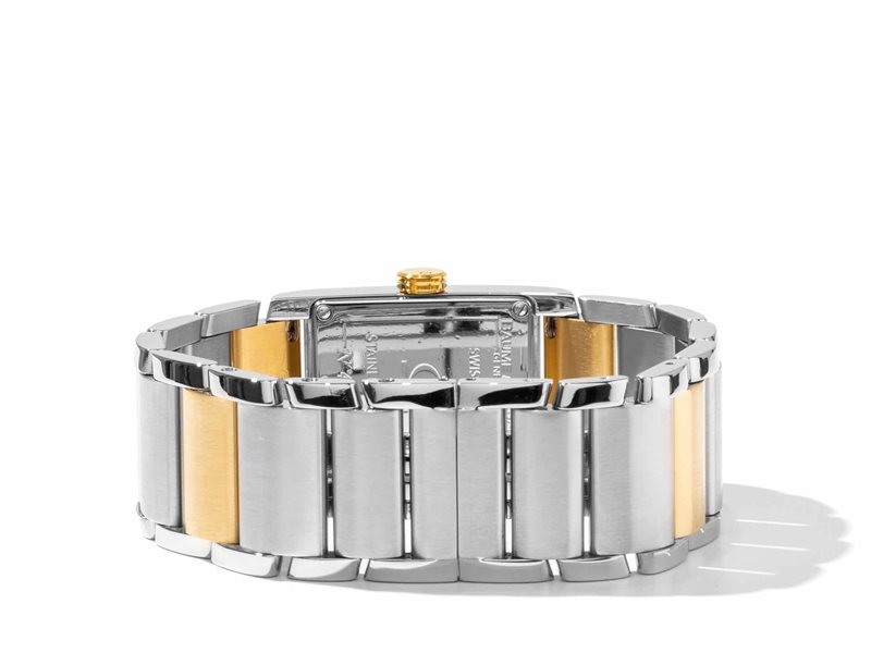 08777 באום מרסייה שעון יוקרה לאישה משולב זהב 18K | לוח פנינה רומי שעון מיני אלגנטי | שנתיים אחריות | מלאי מוגבל | Baume & Mercier Hampton Ladies Watch Model MOA08777