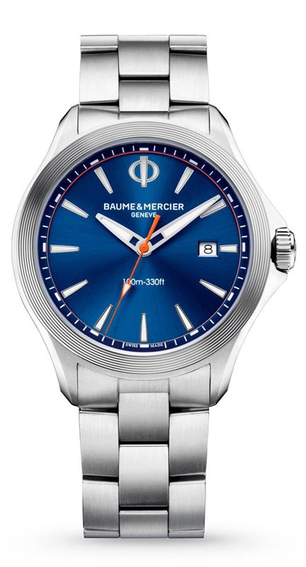 10413 שעון יוקרה של באום מרסייה לגברים | דגם בלוח כחול וכתום | מחוגים ואינדקס זוהרים בחושך | כולל שנתיים אחריות | מלאי מוגבל | Baume & Mercier Clifton Club Quartz Black Dial Stainless Steel Men';s Watc