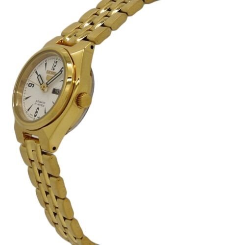 SYMA22K1 סייקו 5 מיני לאישה | דגם אוטומטי בלוח לבן מחוגים זוהרים בחשכה | תאריכון כפול | שנתיים אחריות | SEIKO 5 SYMA22K1 Automatic Gold Stainless Steel Watch