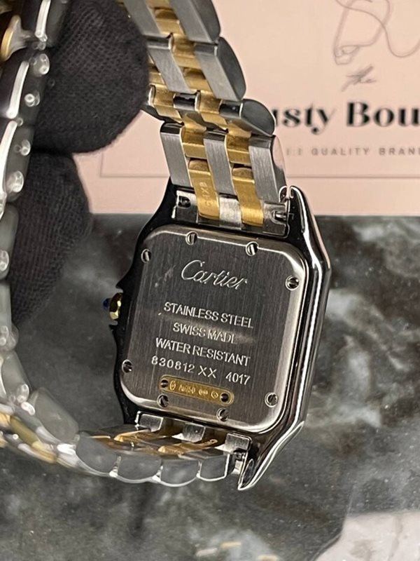 4017 שעון קרטייה פנתר יד שנייה לאישה | דגם מדיום זהב משולב 18K משובץ יהלומים בבאזל נקנה מפדני ישראל | סט מלא כולל תעודות וקופסא | CARTIER PANTH?RE LADY WATCH IN STEEL AND 18K YELLOW GOLD