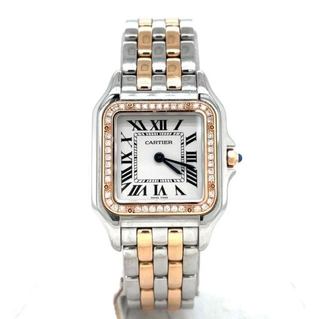 4017 שעון קרטייה פנתר יד שנייה לאישה | דגם מדיום זהב משולב 18K משובץ יהלומים בבאזל נקנה מפדני ישראל | סט מלא כולל תעודות וקופסא | CARTIER PANTH?RE LADY WATCH IN STEEL AND 18K YELLOW GOLD