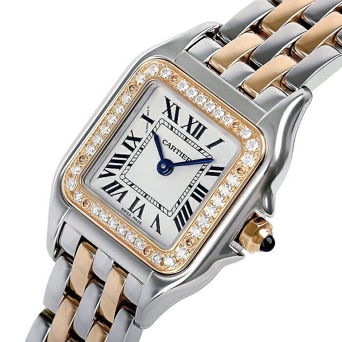 4017 שעון קרטייה פנתר יד שנייה לאישה | דגם מדיום זהב משולב 18K משובץ יהלומים בבאזל נקנה מפדני ישראל | סט מלא כולל תעודות וקופסא | CARTIER PANTH?RE LADY WATCH IN STEEL AND 18K YELLOW GOLD