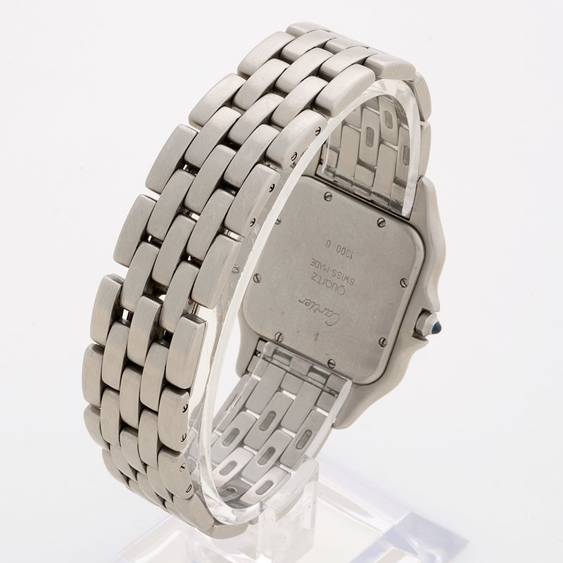 1300 שעון קרטייה פנתר יד 2 במצב מצויין הדגם הגדול לארג דגם יוניסקס בלוח רומי לבן | שעון יוקרה יד שנייה כולל שנה אחריות | Cartier Panthere Jumbo Reference 1300 Stainless Steel