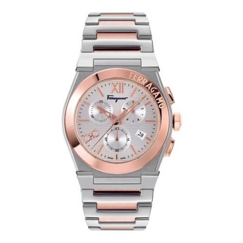 SFMR00622 שעון יד סלבטורה פרגמו שוויץ לגברים | שעון יוקרתי רוז גולד כרונוגרף לוח מדהים ממותג רצועה משולבת | שנתיים אחריות | מלאי מוגבל | Watch Ferragamo SFMR00622 Salvatore Ferragamo Men