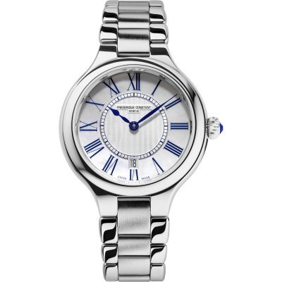 FC-306MPWN3ER6B שעון יוקרה לנשים של פרדריק קונסטנט שוייץ | לוח רומי פנינה כסוף וכחול | מנגנון אוטומטי | שנתיים אחריות | Frederique Constant Automatic Silver Dial Women';s Watch FC-306MPWN3ER6B