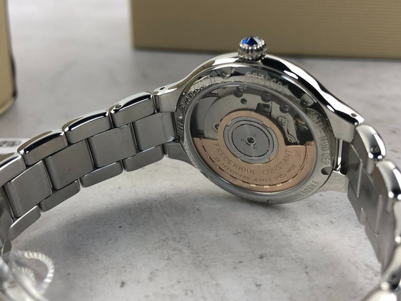 FC-306MPWN3ER6B שעון יוקרה לנשים של פרדריק קונסטנט שוייץ | לוח רומי פנינה כסוף וכחול | מנגנון אוטומטי | שנתיים אחריות | Frederique Constant Automatic Silver Dial Women';s Watch FC-306MPWN3ER6B