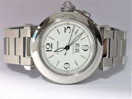 2475 שעון קרטייה פאשה יד 2 סט מלא במצב מצויין אוטומטי ביג דייט יוניסקס 35 מ';';מ | לוח לבן מחוגים כחולים | שנתיים אחריות Cartier Pasha 2475 White Dial Steel Watch