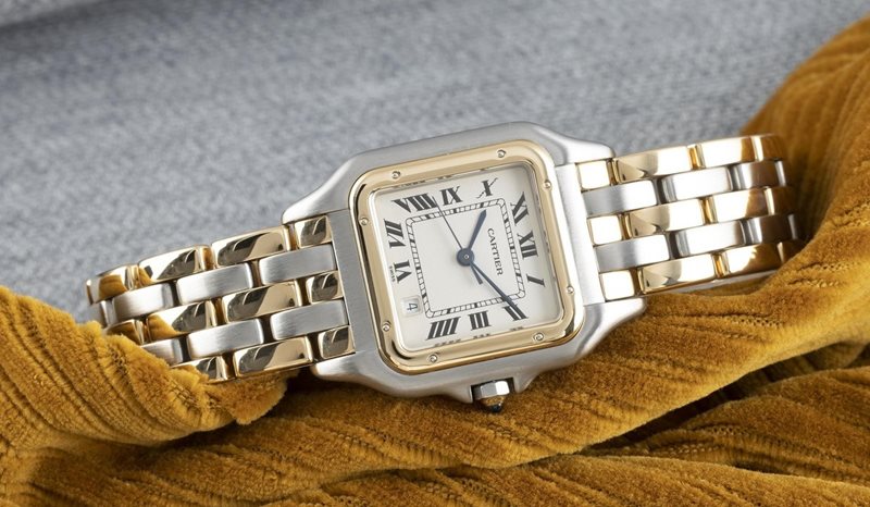 110000 שעון קרטייה פנתר מיוחד לאישה - דגם עם 3 שורות זהב - דגם מדיום 27 מ';';מ יד 2 במצב מצויין כולל שנתיים אחריות | cartier panthere 110000 3 row 18K GOLD midsize watch