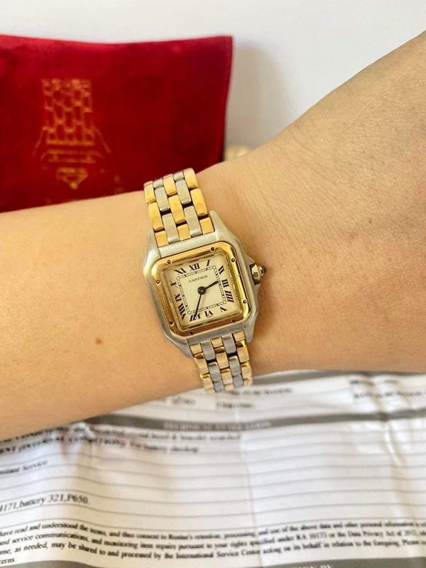 110000 שעון קרטייה פנתר מיוחד לאישה - דגם עם 3 שורות זהב - דגם מדיום 27 מ';';מ יד 2 במצב מצויין כולל שנתיים אחריות | cartier panthere 110000 3 row 18K GOLD midsize watch