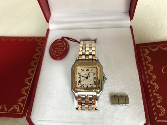 110000 שעון קרטייה פנתר מיוחד לאישה - דגם עם 3 שורות זהב - דגם מדיום 27 מ';';מ יד 2 במצב מצויין כולל שנתיים אחריות | cartier panthere 110000 3 row 18K GOLD midsize watch