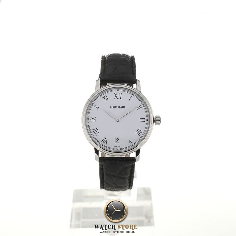 שעון מון בלאן יד שנייה במצב מצויין כולל שנה אחריות | רצועת עור אלגנטית | MONTBLANC Tradition Date White Dial Men';s Watch