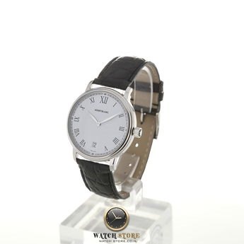 שעון מון בלאן יד שנייה במצב מצויין כולל שנה אחריות | רצועת עור אלגנטית | MONTBLANC Tradition Date White Dial Men';s Watch