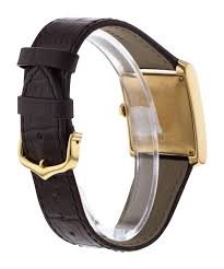 W5000256 שעון קרטייה טנק זהב מלא יד 2 לנשים דגם מיוחד בלוח רומי לבן | רצועת עור חומה | שנתיים אחריות | Cartier Tank Francaise Yellow Gold Brown Strap Ladies Watch W5000256