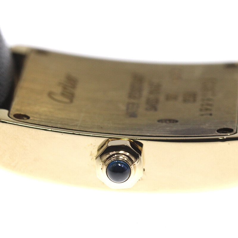 W5000256 שעון קרטייה טנק זהב מלא יד 2 לנשים דגם מיוחד בלוח רומי לבן | רצועת עור חומה | שנתיים אחריות | Cartier Tank Francaise Yellow Gold Brown Strap Ladies Watch W5000256