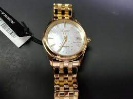 EV1032-51D שעון סיטיזן זהב לאישה בטכנולוגיית אקו דרייב | לוח מיוחד פנינה פסים עם שעון שניות | שעוני אופנה יוקרתיים לנשים | Ladies'; Citizen Eco-Drive Corso Yellow Gold Textured Dial Watch EV1032-51D