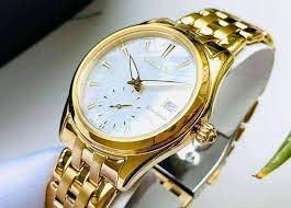 EV1032-51D שעון סיטיזן זהב לאישה בטכנולוגיית אקו דרייב | לוח מיוחד פנינה פסים עם שעון שניות | שעוני אופנה יוקרתיים לנשים | Ladies'; Citizen Eco-Drive Corso Yellow Gold Textured Dial Watch EV1032-51D