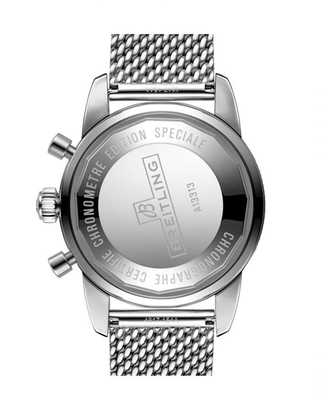 A13313121B1A1 שעון יד ברייטלינג דגם סופר אושן כרונוגרף | לוח שחור רצועת רשת | שנתיים אחריות | Breitling Superocean Heritage II Chronograph Automatic Black Dial Men';s Watch A13313121B1A1