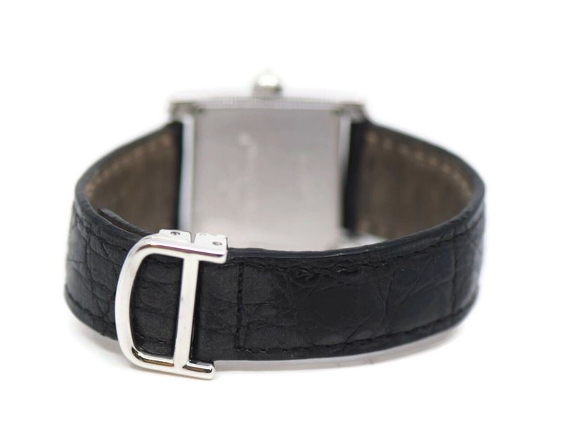 WE101751 קרטייה נשים מיוחד ביותר ! דגם טנק זהב לבן 18K משובץ קרטייה | רצועת עור עם סוגר פטנט זהב לבן 18K | דגם מיוחד ממש כולל אחריות וקופסא | Women';s Cartier Diamond Tank Francaise WE101751 White Gold