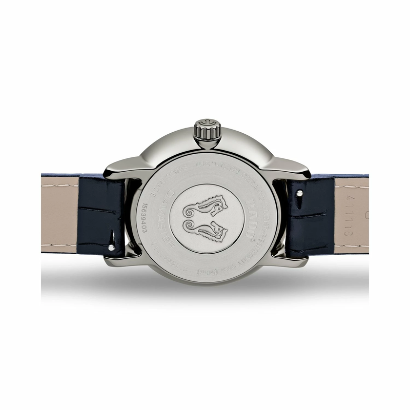 R14055905 שעון יוקרה של ראדו לנשים | דגם מיוחד בלוח כחול עם תצוגת ירח משובץ יהלומים | מלאי מוגבל | שנתיים אחריות | Rado DiaMaster Moonphase Diamonds Watch R14055905