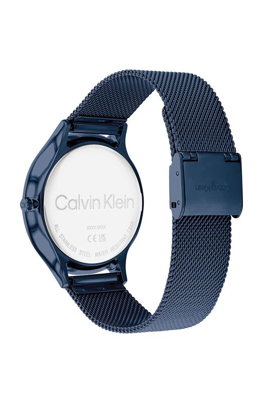 25200005 שעון קלווין קליין יוניסקס 38 מ';';מ כחול | ברצועת רשת אופנתית | דגמים חדשים | מלאי מוגבל | שנתיים אחריות | Buy CALVIN KLEIN Timeless Mesh 38 mm Blue Dial