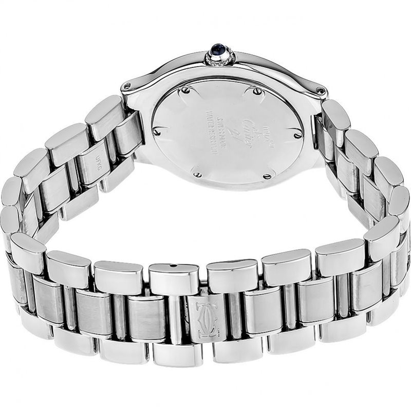 W10109T2 שעון קרטייה מאסט 21 לאישה יד שנייה | ספיר כחולה ומחוגים כחולים בלוח כסוף כולל שנה אחריות | שעוני יוקרה יד 2 |Cartier Midsize W10110T2 Must 21 Stainless Steel Watch