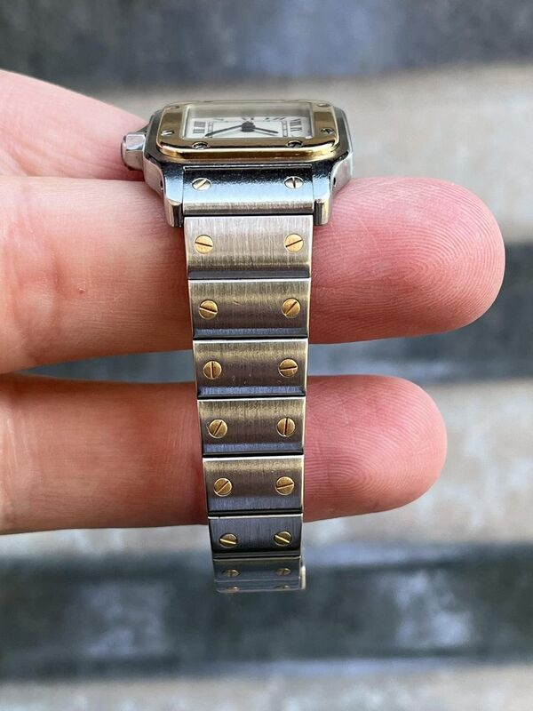 166930 שעון קרטייה סנטוס יד שנייה לנשים דגם משולב זהב 18 קראט | כולל שנה אחריות | Cartier Pre Owned Watch 18k GOLD Cartier Santos 166930