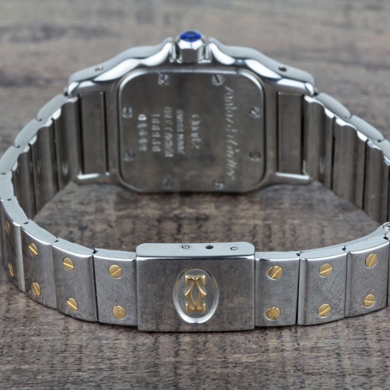 166930 שעון קרטייה סנטוס יד שנייה לנשים דגם משולב זהב 18 קראט | כולל שנה אחריות | Cartier Pre Owned Watch 18k GOLD Cartier Santos 166930