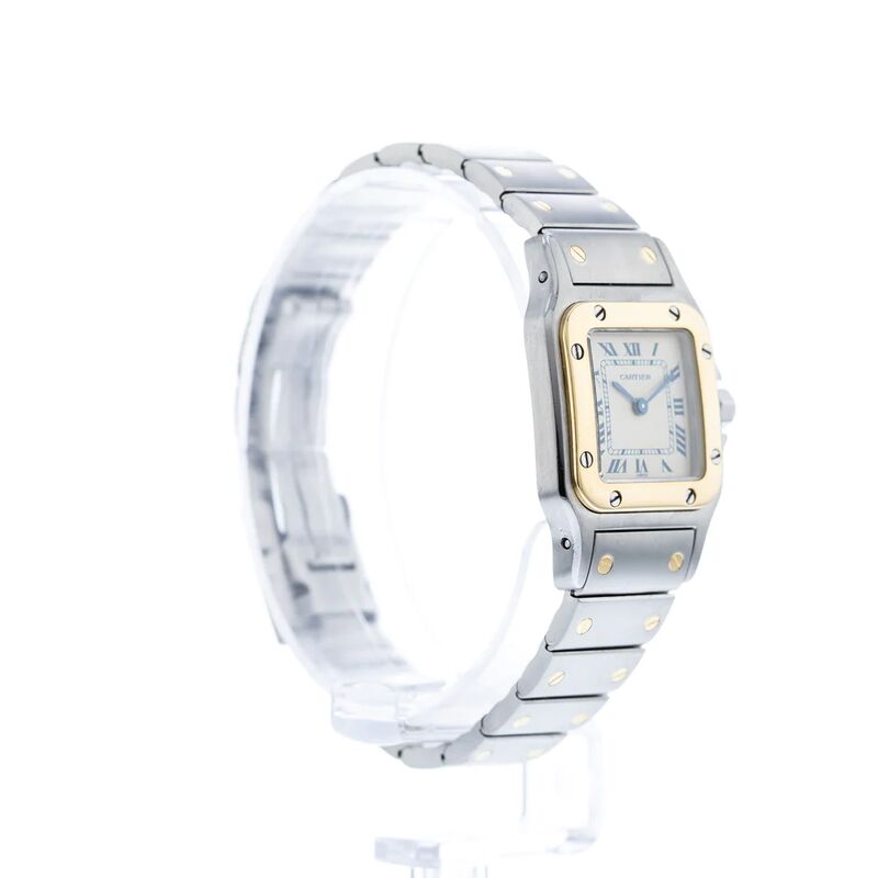 166930 שעון קרטייה סנטוס יד שנייה לנשים דגם משולב זהב 18 קראט | כולל שנה אחריות | Cartier Pre Owned Watch 18k GOLD Cartier Santos 166930