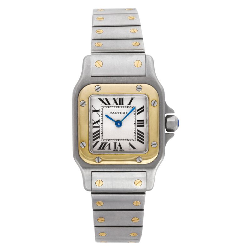 166930 שעון קרטייה סנטוס יד שנייה לנשים דגם משולב זהב 18 קראט | כולל שנה אחריות | Cartier Pre Owned Watch 18k GOLD Cartier Santos 166930