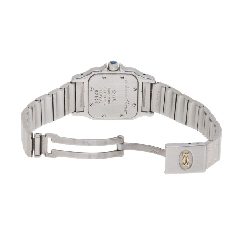 166930 שעון קרטייה סנטוס יד שנייה לנשים דגם משולב זהב 18 קראט | כולל שנה אחריות | Cartier Pre Owned Watch 18k GOLD Cartier Santos 166930