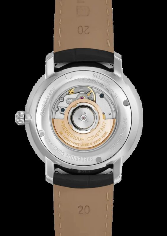 FC-312S4S6 שעון יוקרה אוטומטי של פרדריק קונסטנט לגברים לוח לבן לב פתוח מסדרת סלים ליין | רצועת קרוק | שנתיים אחריות | Frederique Constant Slimline Heart Beat Automatic Men';s Watch FC-312S4S6