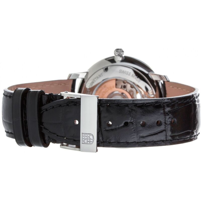 FC-312S4S6 שעון יוקרה אוטומטי של פרדריק קונסטנט לגברים לוח לבן לב פתוח מסדרת סלים ליין | רצועת קרוק | שנתיים אחריות | Frederique Constant Slimline Heart Beat Automatic Men';s Watch FC-312S4S6