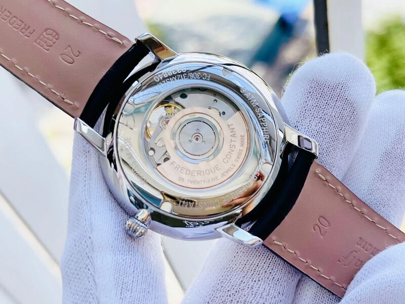 FC-312S4S6 שעון יוקרה אוטומטי של פרדריק קונסטנט לגברים לוח לבן לב פתוח מסדרת סלים ליין | רצועת קרוק | שנתיים אחריות | Frederique Constant Slimline Heart Beat Automatic Men';s Watch FC-312S4S6