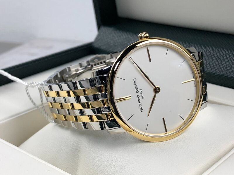 FC-200V5S33B שעון יד פרדריק קונסטנט לגברים | דגם משולב זנה מסדקת סלין ליין | שעון דק עם שנתיים אחריות | Fr?d?rique Constant Classic Slimline FC-200V5S33B