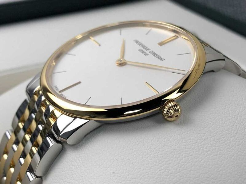 FC-200V5S33B שעון יד פרדריק קונסטנט לגברים | דגם משולב זנה מסדקת סלין ליין | שעון דק עם שנתיים אחריות | Fr?d?rique Constant Classic Slimline FC-200V5S33B