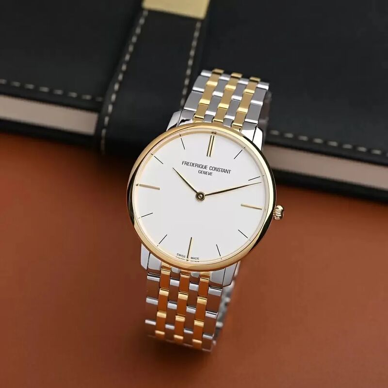 FC-200V5S33B שעון יד פרדריק קונסטנט לגברים | דגם משולב זנה מסדקת סלין ליין | שעון דק עם שנתיים אחריות | Fr?d?rique Constant Classic Slimline FC-200V5S33B