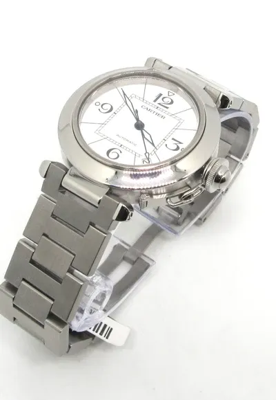 W31074M7 שעון יד קרטייה פאשה יד 2 סט מלא | דגם 35 מ';';מ לוח לבן מרובע | מנגנון אוטומטי | שנה אחריות | Pre-owned Cartier Pasha Quartz Stainless Steel Bracelet Watch, 2324