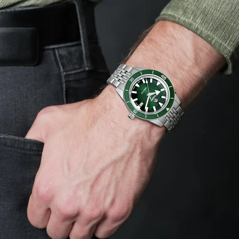 R-05054031 שעון ראדו יבואן רישמי מסדרת קפטן קוק | לוח ירוק באזל קרמי ירוק | מנגנון אוטומטי | שעון צלילה ספורטיבי | 5 שנים אחריות | Rado Captain Cook Automatic Green Dial Men';s Watch R32505313