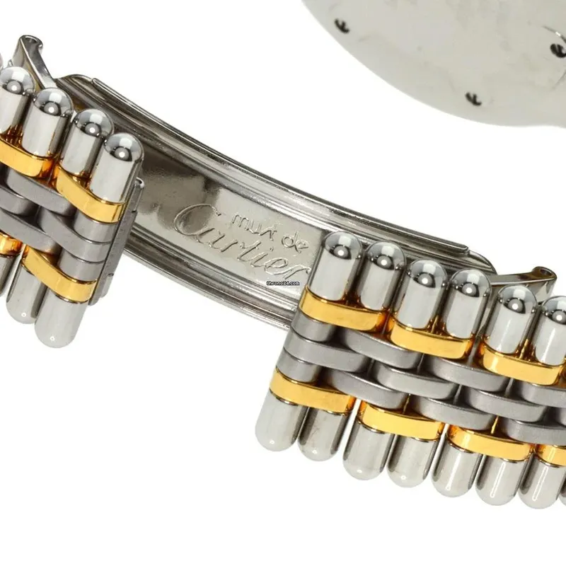 W10074F4 קרטייה מאסט 21 לנשים יד 2 | רצועה משולבת זהב 18K באזל רומי שחור | שנה אחריות | שעון שמור מאד | Cartier Must de Cartier 21 White Women';s Watch - W10074F4