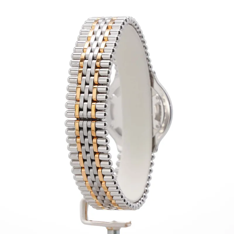 W10074F4 קרטייה מאסט 21 לנשים יד 2 | רצועה משולבת זהב 18K באזל רומי שחור | שנה אחריות | שעון שמור מאד | Cartier Must de Cartier 21 White Women';s Watch - W10074F4