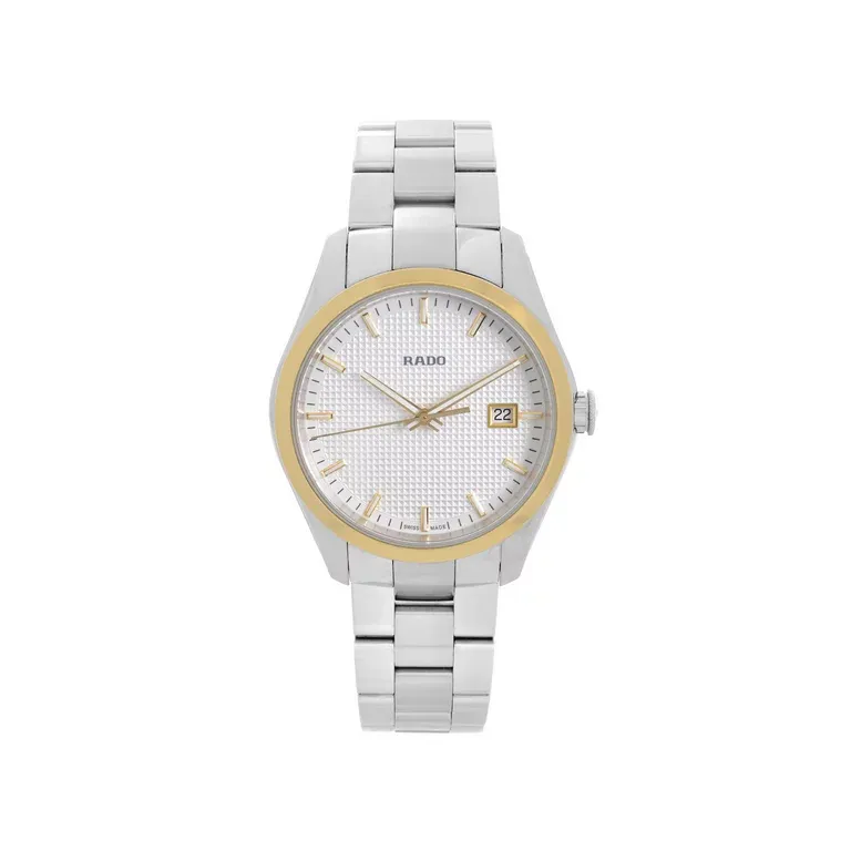 R32975123 שעון נשים של ראדו שוויץ | שעון עם באזל זהב לוח לבן מיוחד ורצועה משולבת קרמיקה | שעוני יוקרה לנשים | כולל שנתיים אחריות | מלאי מוגבל | Rado HyperChrome Womens R32975123