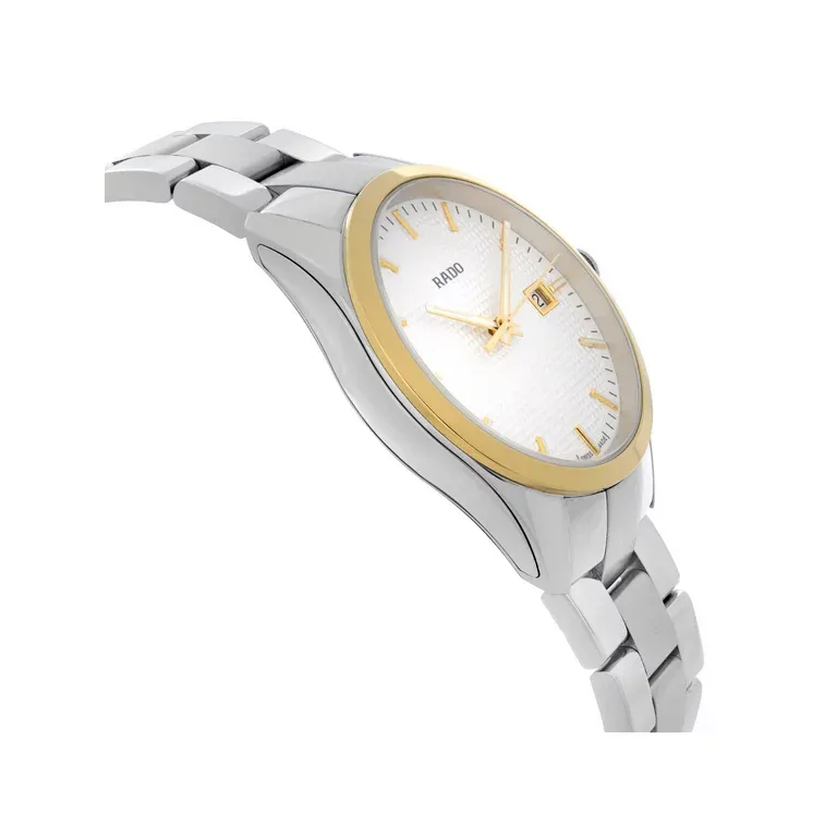 R32975123 שעון נשים של ראדו שוויץ | שעון עם באזל זהב לוח לבן מיוחד ורצועה משולבת קרמיקה | שעוני יוקרה לנשים | כולל שנתיים אחריות | מלאי מוגבל | Rado HyperChrome Womens R32975123