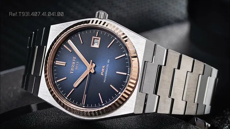 T931.407.41.041.00 שעון טיסו מיוחד לגברים | באזל זהב 18K בלוח כחול מיוחד | מנגנון אוטומטי 80 שעות | מלאי מוגבל | 3 שנים אחריות | Tissot PRX Powermatic 80 Steel & 18K Gold Bezel T9314074104100