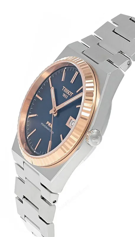 T931.407.41.041.00 שעון טיסו מיוחד לגברים | באזל זהב 18K בלוח כחול מיוחד | מנגנון אוטומטי 80 שעות | מלאי מוגבל | 3 שנים אחריות | Tissot PRX Powermatic 80 Steel & 18K Gold Bezel T9314074104100