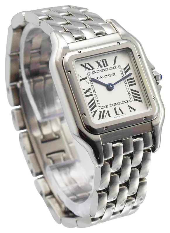 WSPN0007 שעון קרטייה פנתר מדיום | שעון סטיל בלוח לבן רומי | 8 שנים אחריות בינלאומית | מלאי מוגבל | Cartier Medium Model Silver Dial Ladies Watch WSPN0007 by Cartier