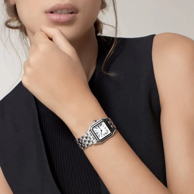 WSPN0007 שעון קרטייה פנתר מדיום | שעון סטיל בלוח לבן רומי | 8 שנים אחריות בינלאומית | מלאי מוגבל | Cartier Medium Model Silver Dial Ladies Watch WSPN0007 by Cartier