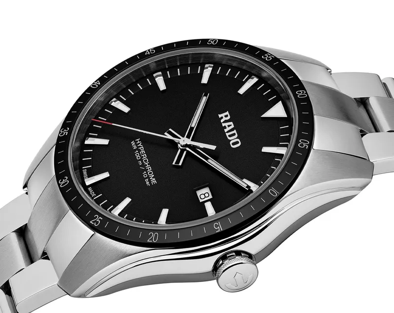R-05023015 שעון ראדו יבואן רשמי לגברים מסדרת הייפרכרום | לוח שחור זרחני | שעון ספורטיבי אלדנטי | 5 שנים אחריות | Rado HyperChrome 45mm Mens Watch R32502153