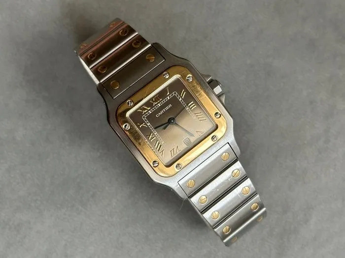 W20030C4 קרטייה סנטוס ג';לבי 29 מ';';מ הגדול | דגם משולב זהב בלוח אפור מיוחד | שעון יד 2 במצב מצויין כולל שנתיים אחריות | דגם יוניסקס | Cartier Santos W20030C4 18k & Steel 29mm UNISEX Watch